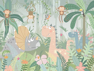 Papier peint jungle aquarelle des petits, aperçu du design