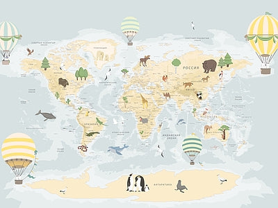 Papier peint carte du monde pastel, aperçu du design