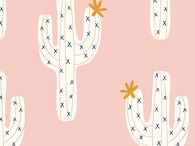 Papier peint cactus rose poudré, aperçu du design