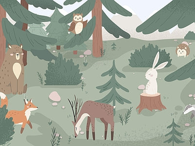 Papier peint forêt du cerf, aperçu du design