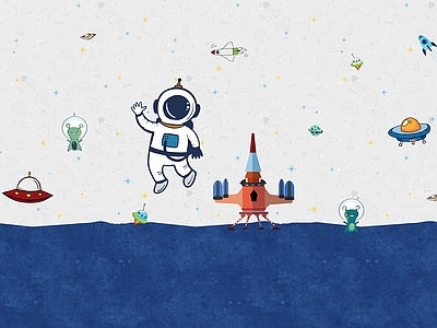 Papier peint astronaute et fusée, aperçu du design