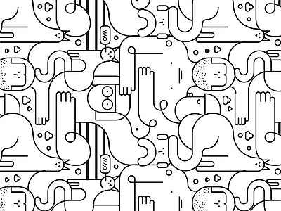 Papier peint doodles noir et blanc, aperçu du design
