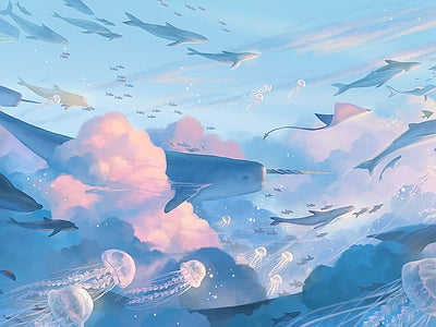 Papier peint ciel rose et nuages, aperçu du design