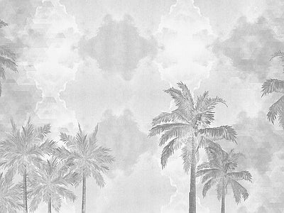 Papier peint palmiers en transparence, aperçu du design