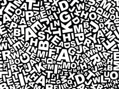 Papier peint alphabet noir et blanc, aperçu du design