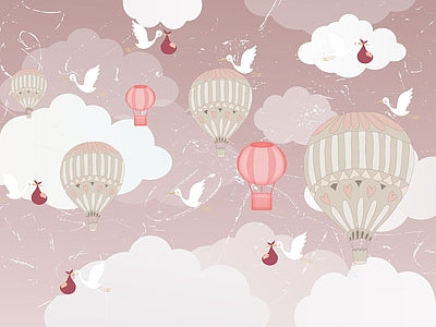 Papier peint montgolfières barbe à papa, aperçu du design