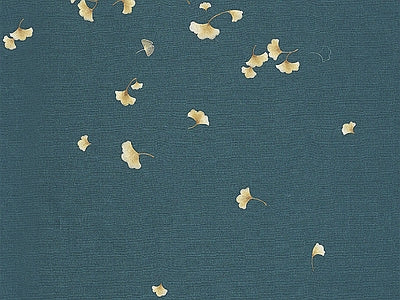 Papier peint ginkgo doré bleu nuit, aperçu du design