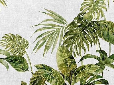 Papier peint monstera et palmes, aperçu du design