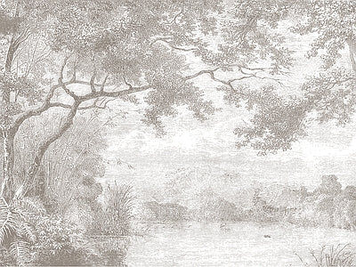 Papier peint sous-bois gris, aperçu du design