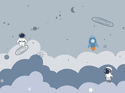 Papier peint astronautes dans les nuages, aperçu du design