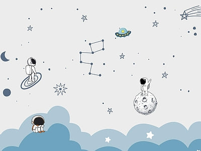Papier peint petit astronaute au trait, aperçu du design