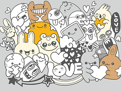 Aperçu de Papier peint doodles joyeux – Chambre ado sur votre mur