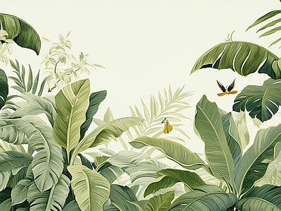 Papier peint feuillage vert tendre, aperçu du design