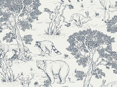 Papier peint jungle bleu gris, aperçu du design