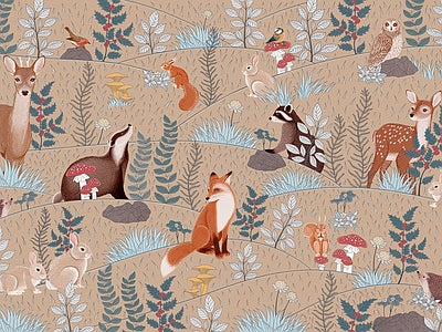 Papier peint animaux de la forêt, aperçu du design