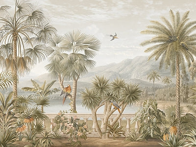 Aperçu de Papier peint savane et palmiers – Salon sur votre mur