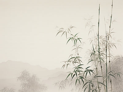 Papier peint bambous dans la brume, aperçu du design