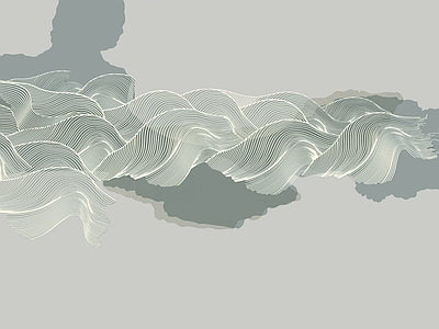 Papier peint montagnes gris vert, aperçu du design