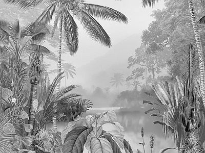 Aperçu de Papier peint rivière dans la jungle – Salon sur votre mur