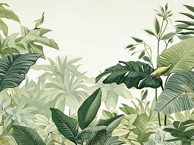 Papier peint feuillage et oiseaux, aperçu du design