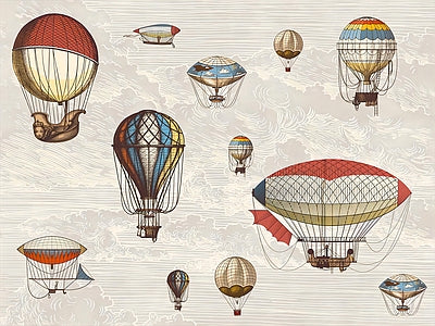 Papier peint montgolfières vintage, aperçu du design