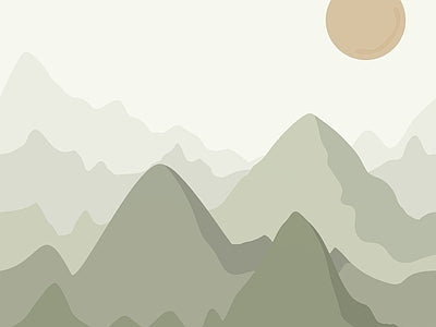 Papier peint montagnes sauge au soleil, aperçu du design