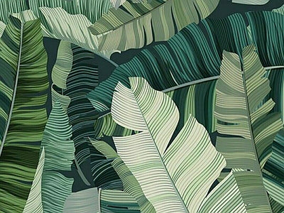 Papier peint bananier émeraude, aperçu du design