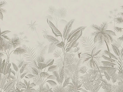 Aperçu de Papier peint jungle vert pâle – Salon sur votre mur