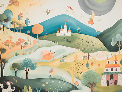 Aperçu de Papier peint village des collines – Chambre bébé sur votre mur