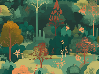 Papier peint forêt d'automne, aperçu du design