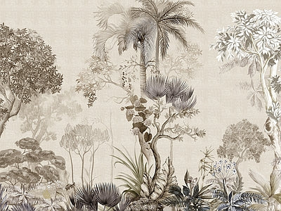 Aperçu de Papier peint arbres gravés – Salon sur votre mur
