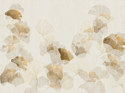 Papier peint feuilles aquarelle beige, aperçu du design