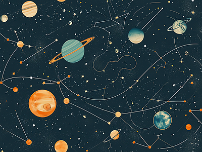 Papier peint orbites des planètes, aperçu du design