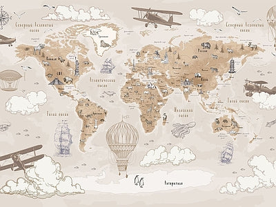 Papier peint carte du monde ancienne, aperçu du design