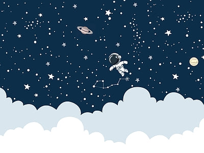 Aperçu de Papier peint astronautes au-dessus des nuages – Chambre enfant sur votre mur