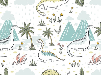 Papier peint montagnes des dinosaures, aperçu du design