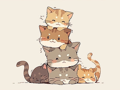 Papier peint pyramide de chats, aperçu du design