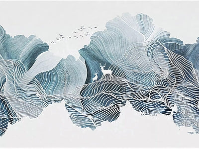 Aperçu de Papier peint montagnes bleu glacier – Salon sur votre mur