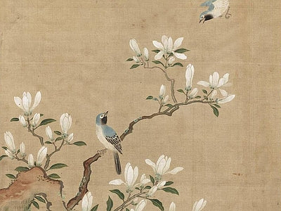 Papier peint magnolias sur lin, aperçu du design