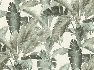 Papier peint feuilles tropicales amande, aperçu du design