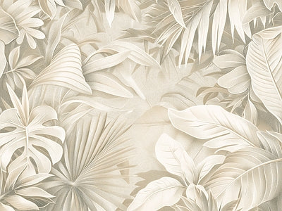 Papier peint feuilles tropicales crème, aperçu du design