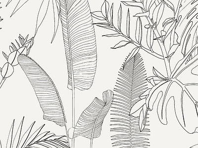 Papier peint plantes au trait, aperçu du design
