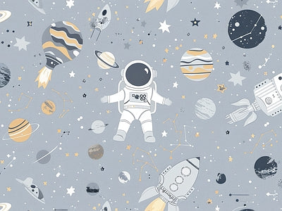 Papier peint astronautes en balade, aperçu du design