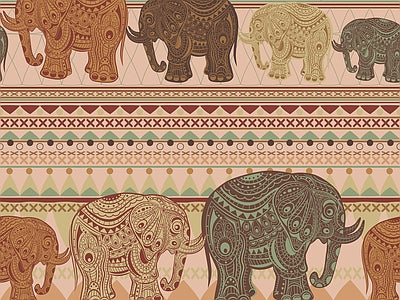 Papier peint frise d'éléphants, aperçu du design