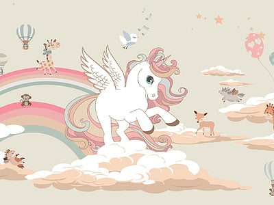 Aperçu de Papier peint licorne ailée – Chambre bébé sur votre mur