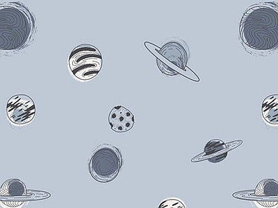 Papier peint planètes sur bleu, aperçu du design