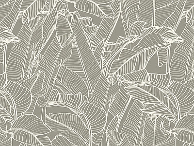 Papier peint feuilles au trait gris, aperçu du design