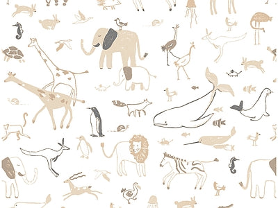 Papier peint petits dinosaures au trait, aperçu du design