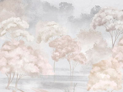 Papier peint arbres roses, aperçu du design