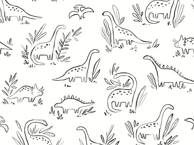 Aperçu de Papier peint dinosaures à colorier – Chambre enfant sur votre mur